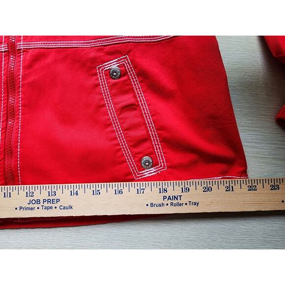 JACKET-OLEG CASSINI-Red-White Mesh Lining-Zippers-Designer-Size Small - Picture 12 of 14